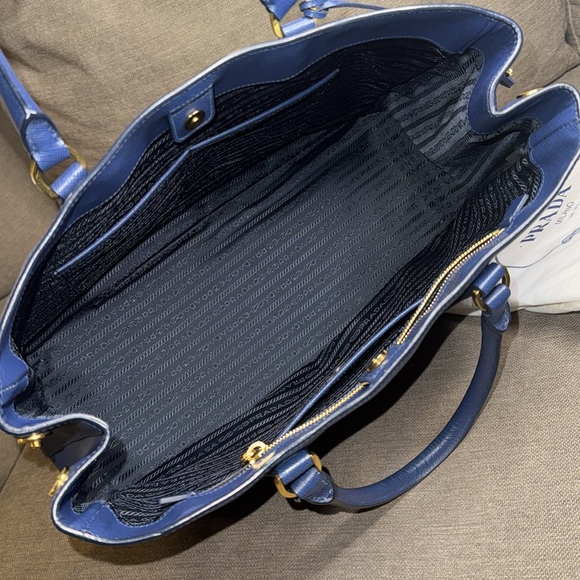 Prada Blue Saffiano Leather Lux Tote - Picture 9 of 10